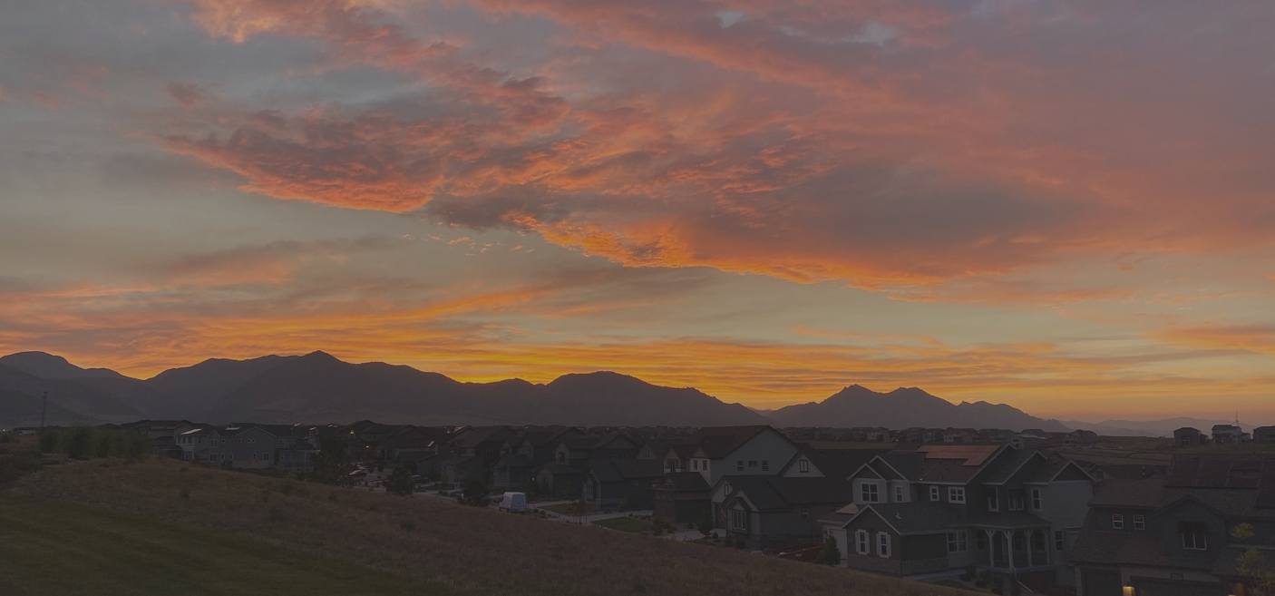 Row of homes in the city of Arvada at dusk