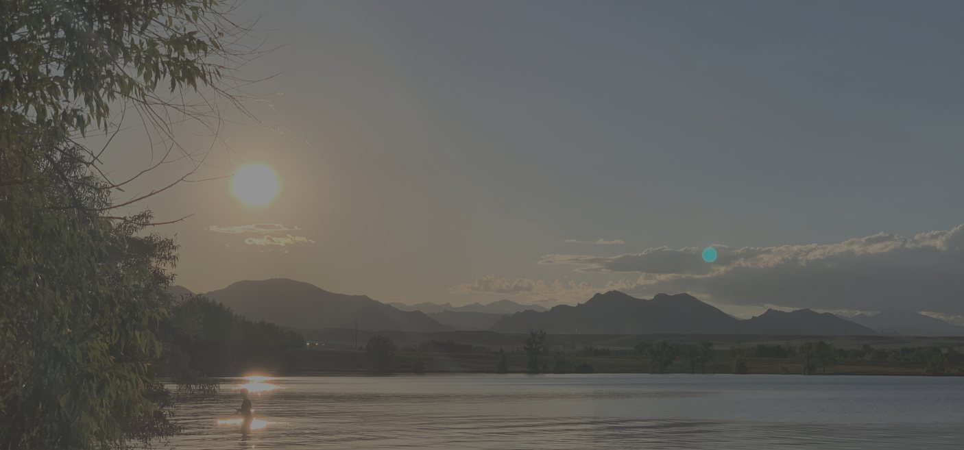 Lake and mountain view at sunset